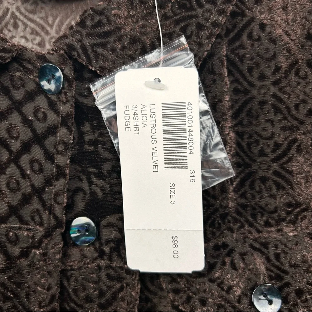 Chico's Rich Brown Patterned Blouse - Picture 4 of 7